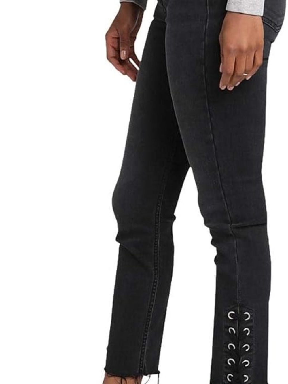 Silver Jeans Mazy Slim Black Lace-Up Raw Hem Skinny Jeans - Size 29